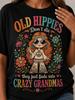 's Vintage 1960s Hippie T-Shirt - Retro  Old Hippies Don't Die  Slogan & Peace Sign Design, Soft Short Sleeve Round Neck