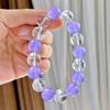 12Mm Large Grain Violet Quartz Rock Natural White Crystal Contrast Color Design Bracelet Bracelet