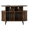 Record Cabinet HiFi Cabinet Sideboard MDF Oval Iron Feet Aluminum Handle Charging Station Cable Passage Sliding Door