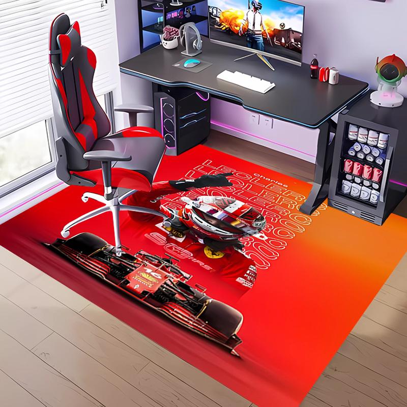 C-charles Leclerc F1 Racing -Themed Entrance Mat,Non-Slip Mat Area Rug,Room Decor,Outdoor Decor,Kitchen Rug,Doormat - Machine Washable,Easy to Clean