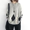 Japanese Style Loose Fit Round Neck Long Sleeve Pullover Knit Sweater For Women