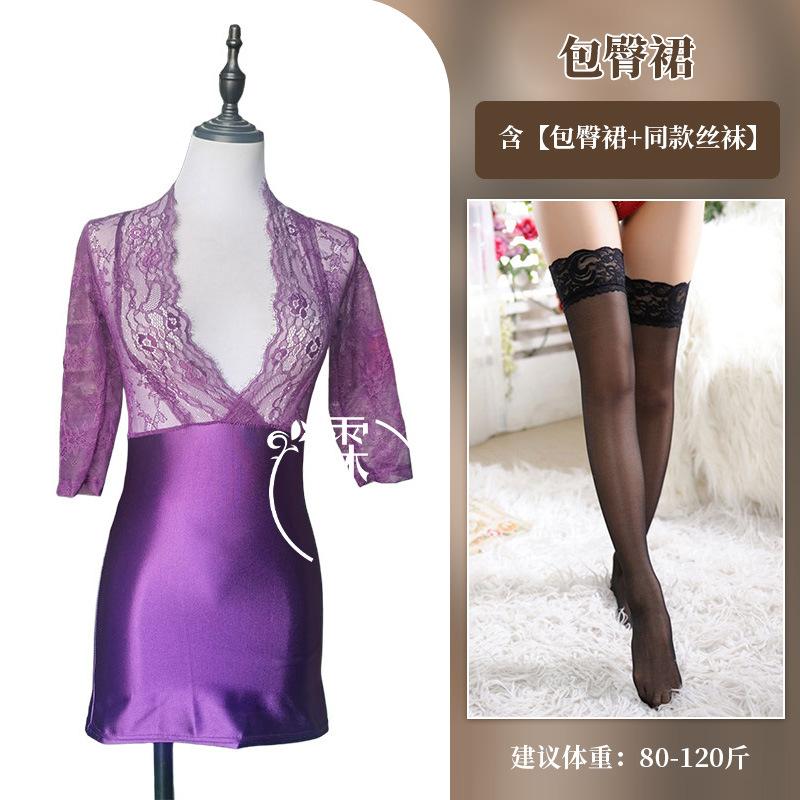 Sexy Lingerie Sexy Lace Dress Uniform Seduction Secretary Skinny Hip Wrap Dress Passion Dress