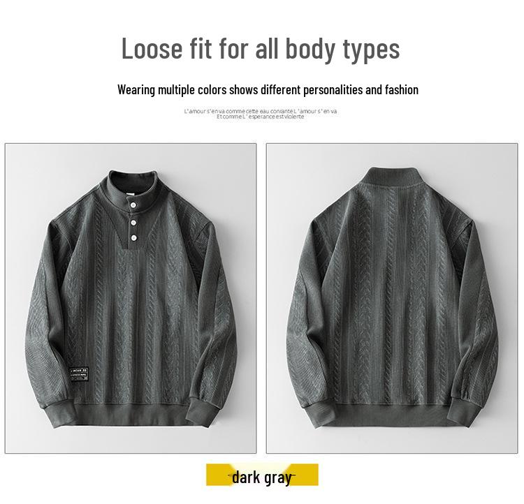 2025 Men's Plus Size Heavyweight Hoodie: Autumn/Winter, Half-High Collar, Casual Loose Fit