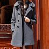 Cotton Winter Thick Woolen Coat Women's Mid-length Hooded  Cotton Slim-fitting Woolen Coat