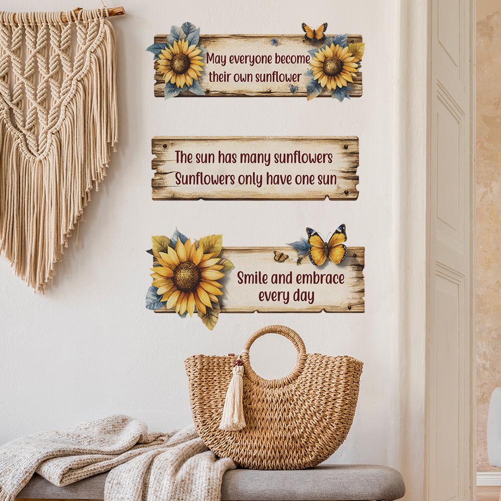 "English Slogan Sunflower Bedroom Living Room Home Background Beautification and Decoration Wall Stickers