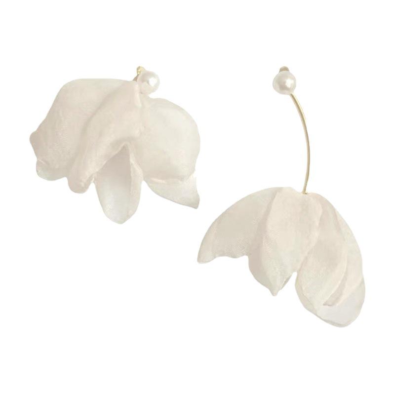 Chiffon Tassel Flower Earrings: Elegant, Fairy-Inspired Design, Long and Face-Flattering for Girls