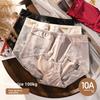 Plus Size Women Feel Lace Satin Pure Antibacterial Crotch High Waist Triangle Briefs