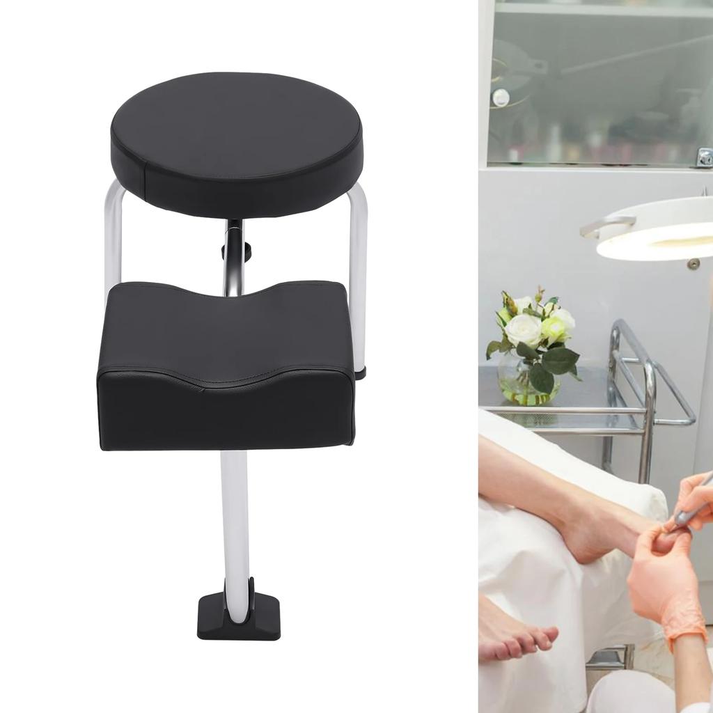 Sgabello Regolabile per Pedicure in Ferro con Poggiapiedi in PVC 22LBS di Carico Imbottitura Morbida in Cotone Antiscivolo per Salone Spa Manicurista