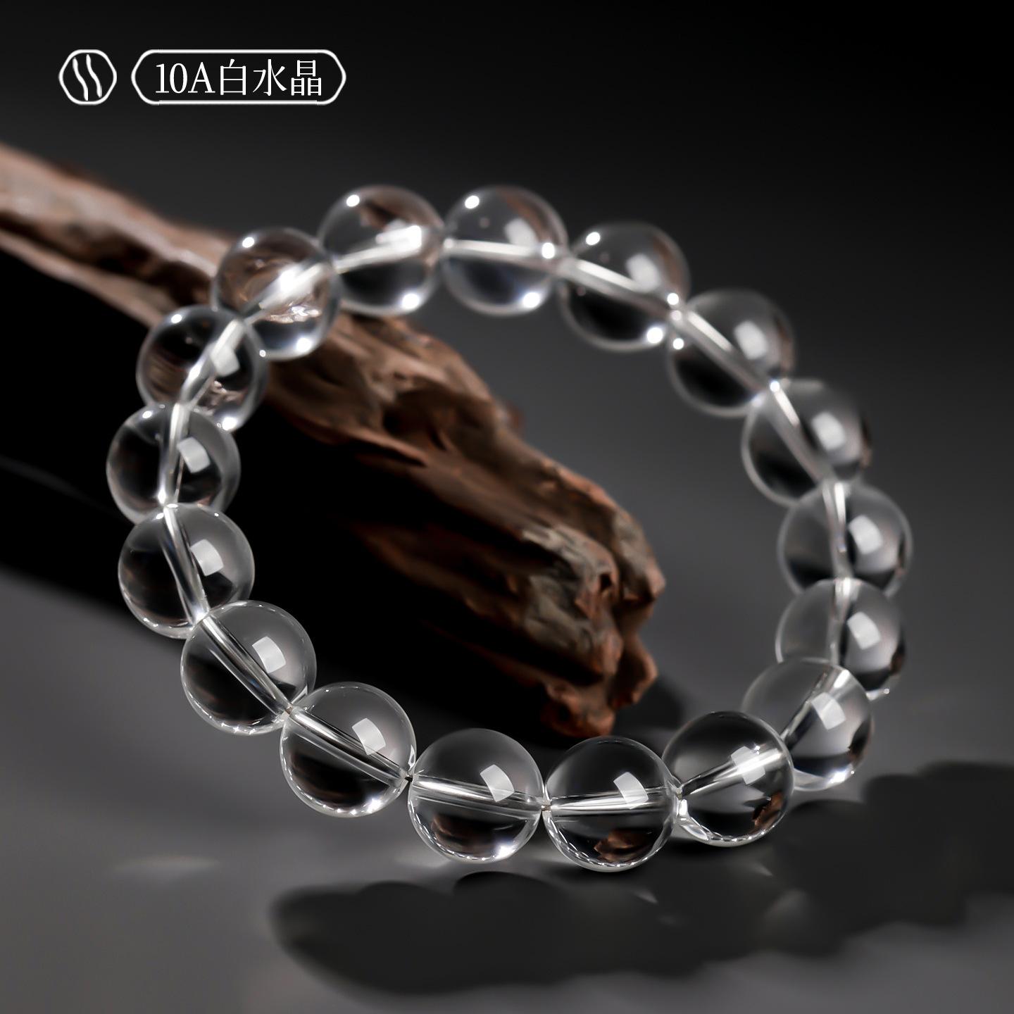 

DJ Jewelry Pure Natural White Crystal Bracelet for Women, Ice-Grade Pure Single-Loop Transparent Beads, Loose Beads, Buddhist Bead Bracelet 【3A Entry Level】
