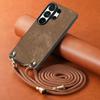 Crossbody Long Lanyard Strap Anti-Drop PU Leather Phone Case For Samsung S25 Ultra S24 Plus S23 A16 A06 A17 A07 Slim Fit Cover