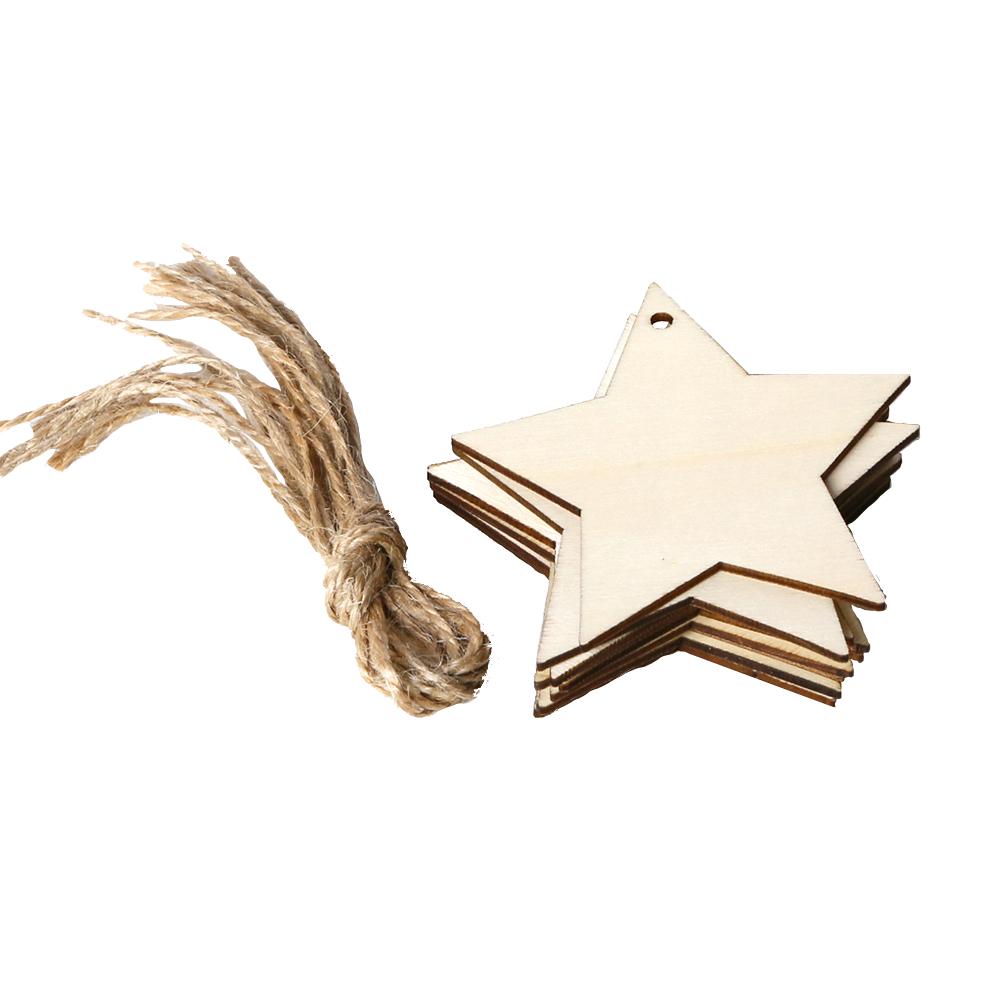 10//set Rustic Wood Hanging Tags Cutouts Christmas Tree Pendent Ornaments
