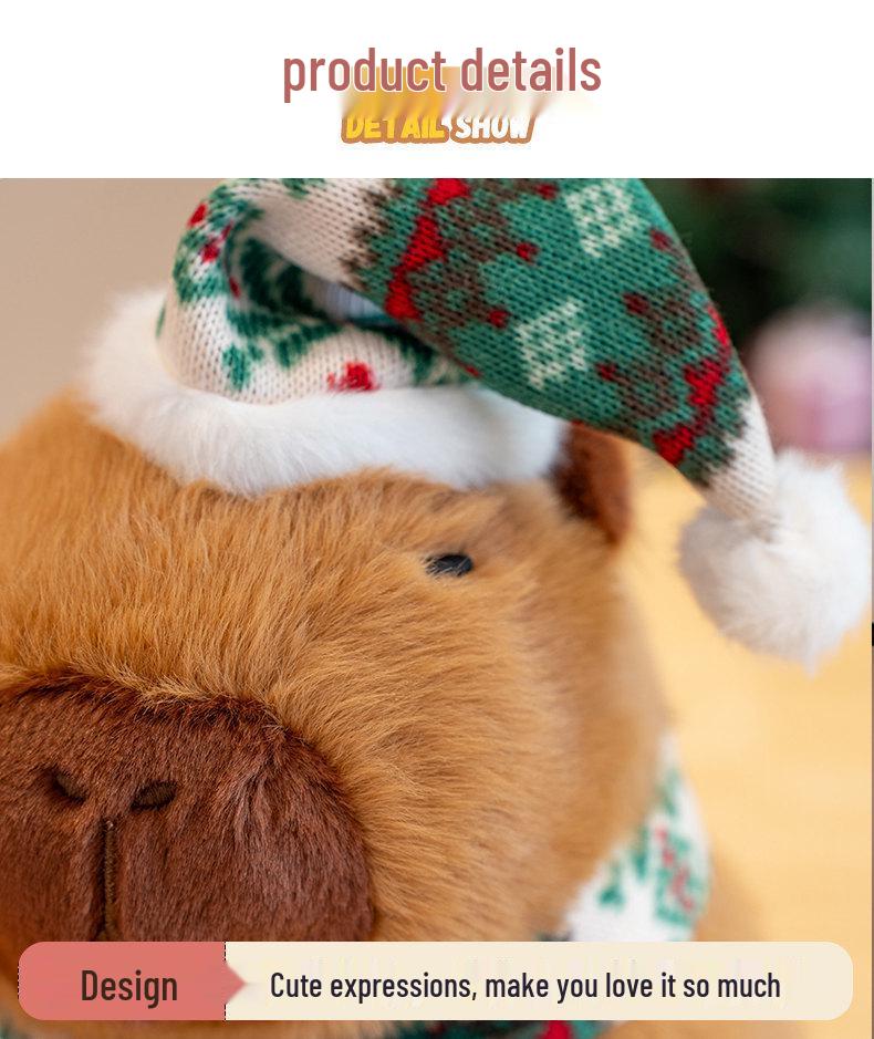 Capybara Christmas Plush Toy & Card Set – Stuffed Animal Comfort Doll