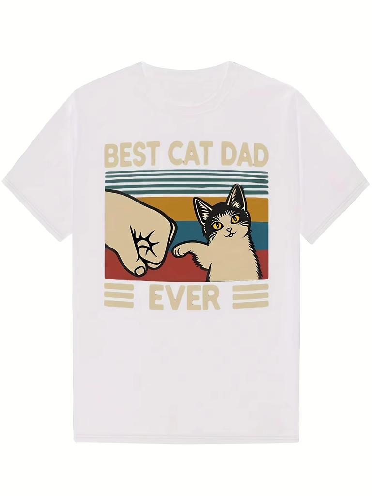 New 2026 Best Cat Dad Ever Cat Retro Vintage Bump Fit Cat Daddy Tshirt Mens Tshirt New 2026 Mens Graphic Tshirts