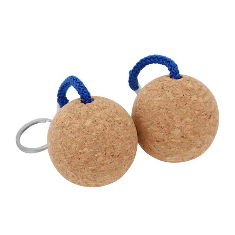 Round Floating Cork Keyring Ball Wooden 2pcs Accessories