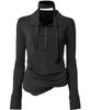 Peulleeoeob Asymmetrical Draped Shirt (Fl-186_Black)