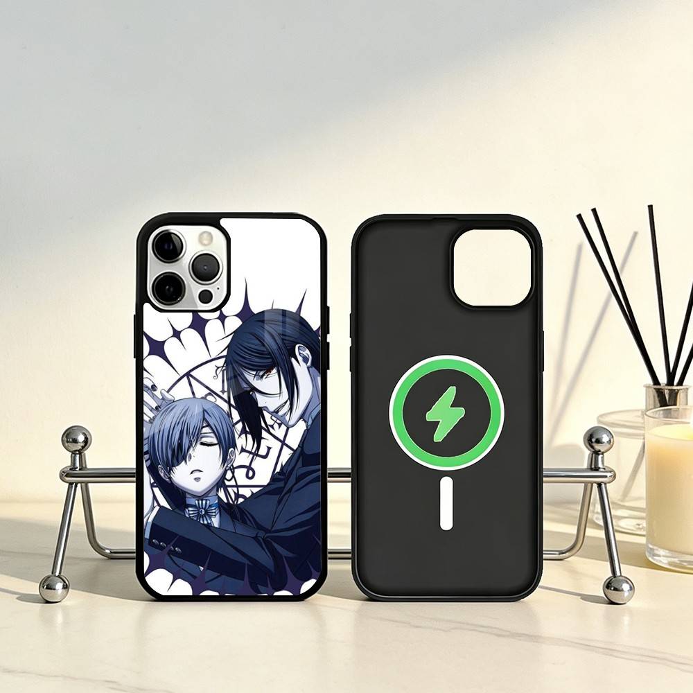 Black Anime B-ButlerS Phone Case For iPhone17,16,15,14,13,12,11 Plus,Pro Max Magnetic For Magsafe Wireless Charging