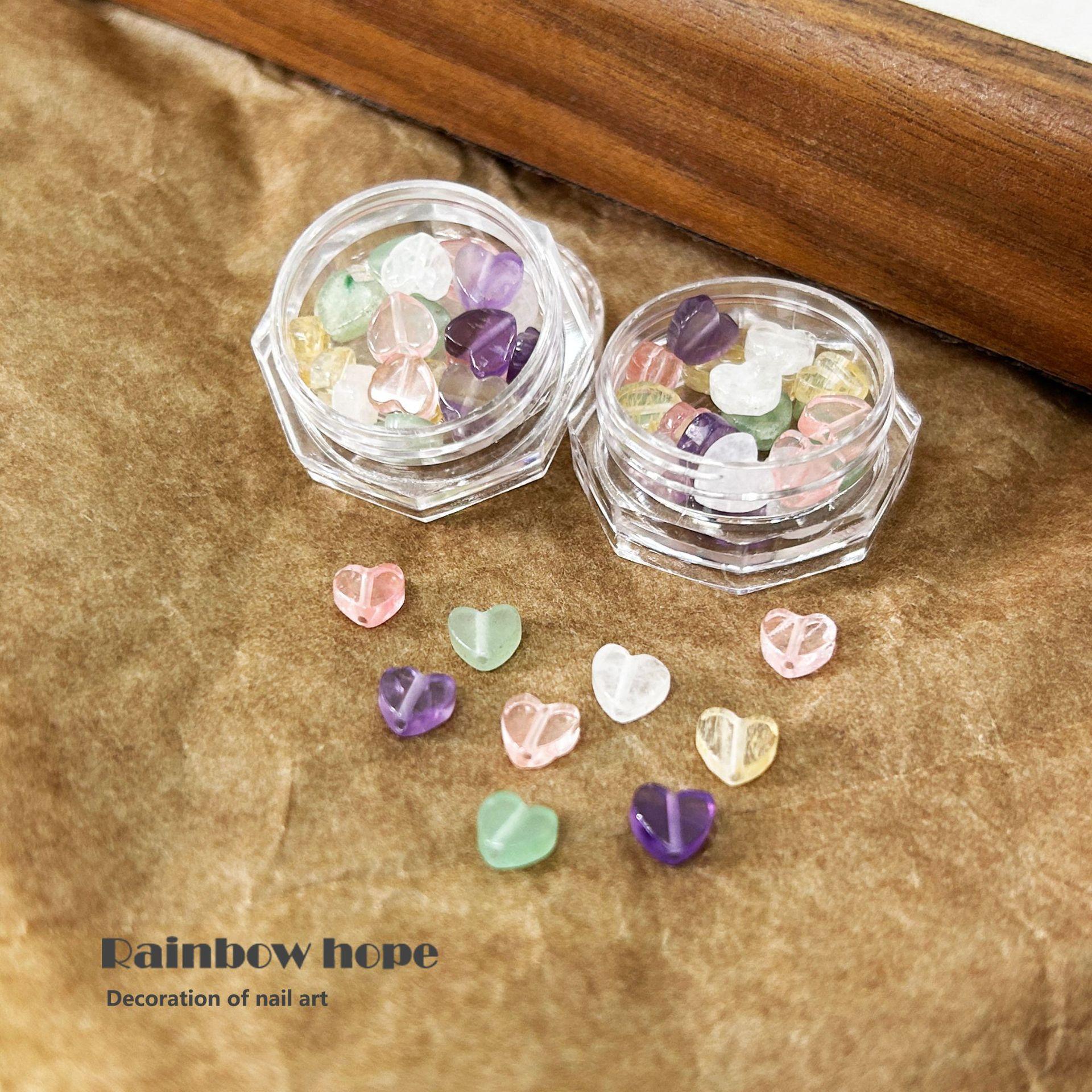 Antique Natural Stone Three-Dimensional Love Nail Art Jewelry Diy Hand-Worn Nail Material Package Nail Decoration Material