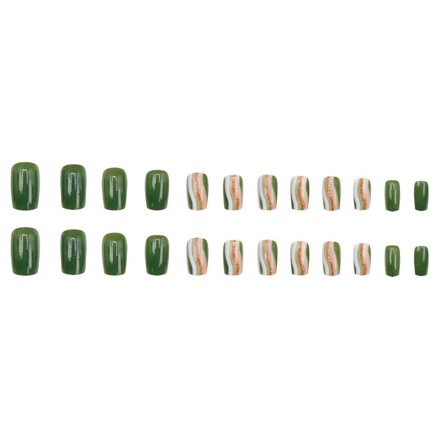 24 Pieces Small Fresh Army Green Explosive Corrugated Lines Nail Art Piece, Advanced Sense Temperament, Niche Environmental Protection Wear Armor