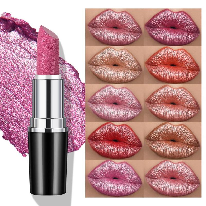 Carved Shiny Lipstick Pearl Lipstick Non-Stick Cup Long-lasting Moisturizing Lip Balm Non-Fading Glitter Lip Balm Contains No Preservatives