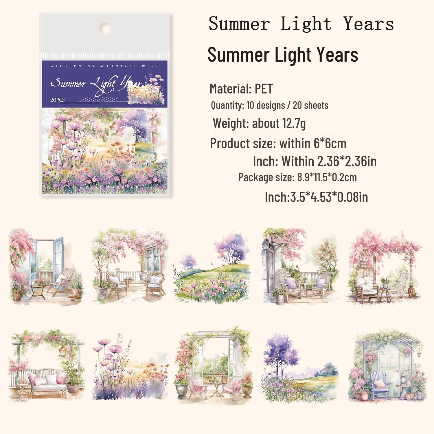 Retro Pastoral Wilderness Mountain Wind Stickers: Scenic Landscaping Décor