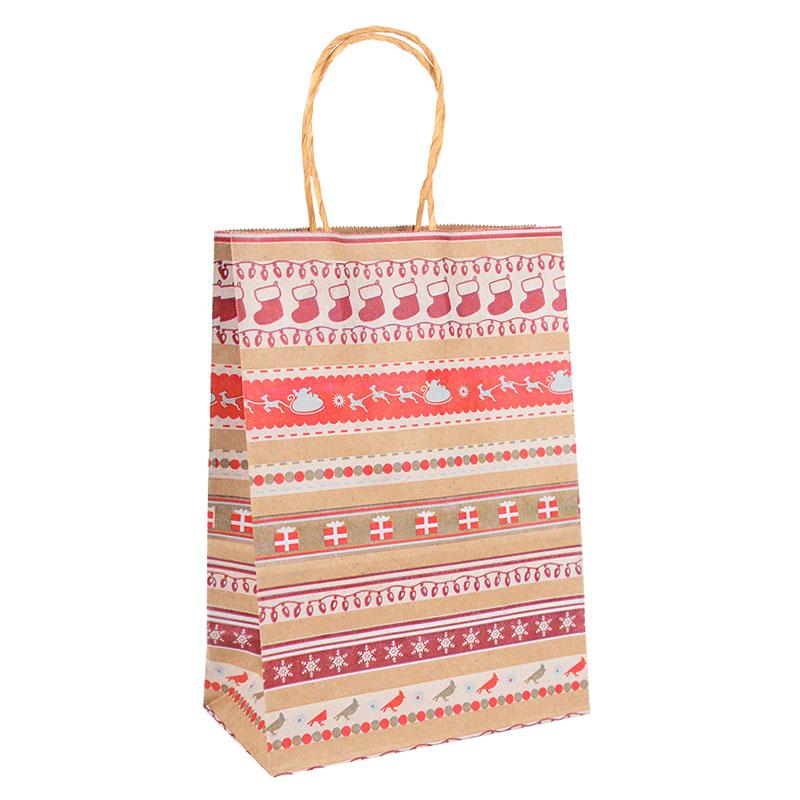 5pcs Kraft Paper Gift Bags Merry Christmas Candy Cookie Packaging Bag Boxes Natal Kids Favors 2025 New Year Party Decoration