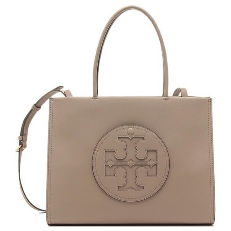 

Tory Burch Ella Double T Embossed Logo Adjustable Detachable Shoulder Strap Tote Bag Women tote Brown 145612-201 Tan
