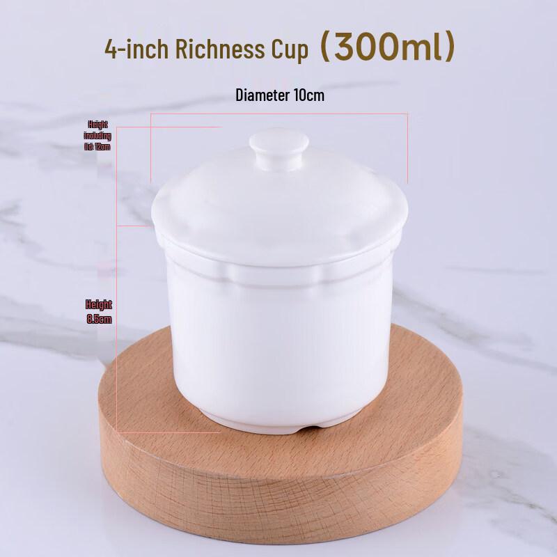 Ruhan Pure White Ceramic Double-Boiler Stew Bowls (Set of 8)