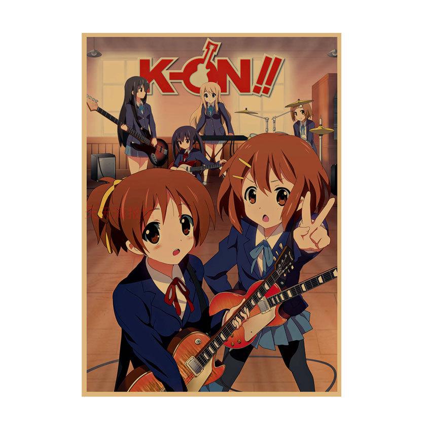 K-ON! Kraft Paper Anime Poster for Dorm, Bar, or Cafe Wall Décor.