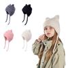 MoonBloom Winter Strickmütze für Mädchen und Jungen mit Katzenohren Warm und Beliebtes Geschenk für alle Altersgruppen Perfekt für Draußen Einfarbig Weich Numerische Kinder-Ohrenklappen,