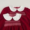 Red Baby Girls' Doll Collar Dress Bodysuit - Sisters' Spring/Autumn Romper Outfit