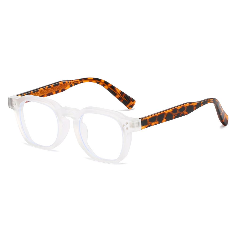 New Retro Leopard Print Square Anti Blue Light Glasses Unisex Anti Radiation Casual Eyewear