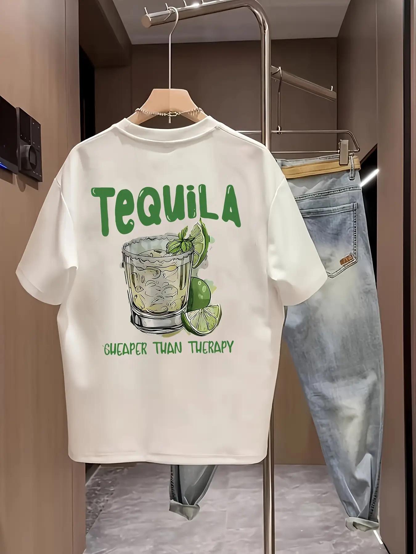 Men s Fun Cheaper Than Relaxation Iron-On Graphic T-Shirt - White Casual Summer Party Short Sleeve S