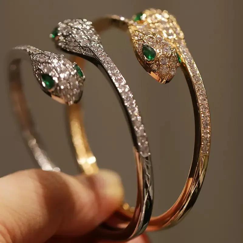 Снежная Мода Открытый Браслет-Змея Роскошный Блестящий Винтажный Цвет one size(17-20cm)