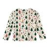 Christmas Day Girls' Long Sleeve Blouse - Round Neck Soft Waist Tunic