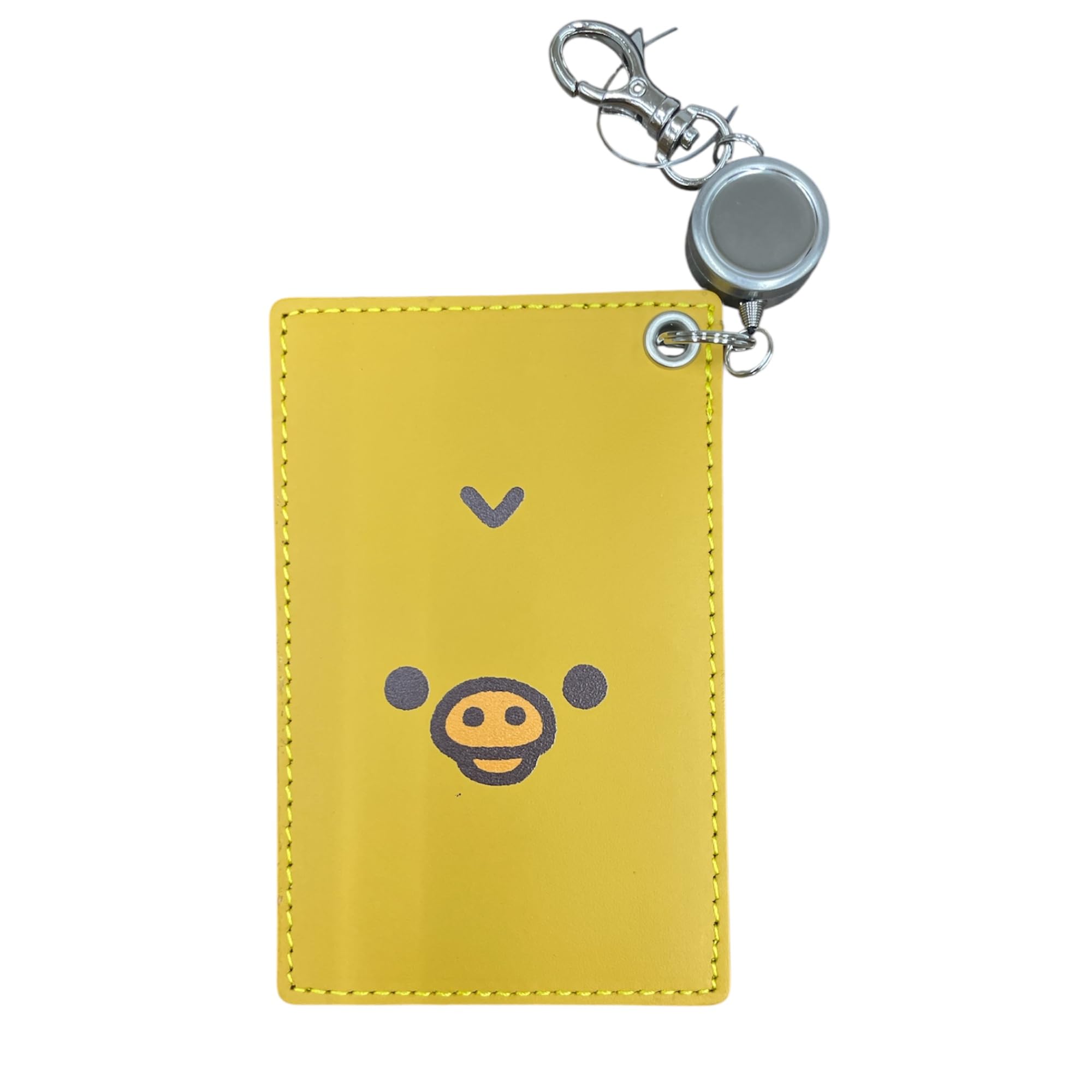 

Ushikubo Kogei Rilakkuma Genuine Leather Pass Case with Reel, Kiiroitori Design, Approx. H110 x W75mm, RK-023