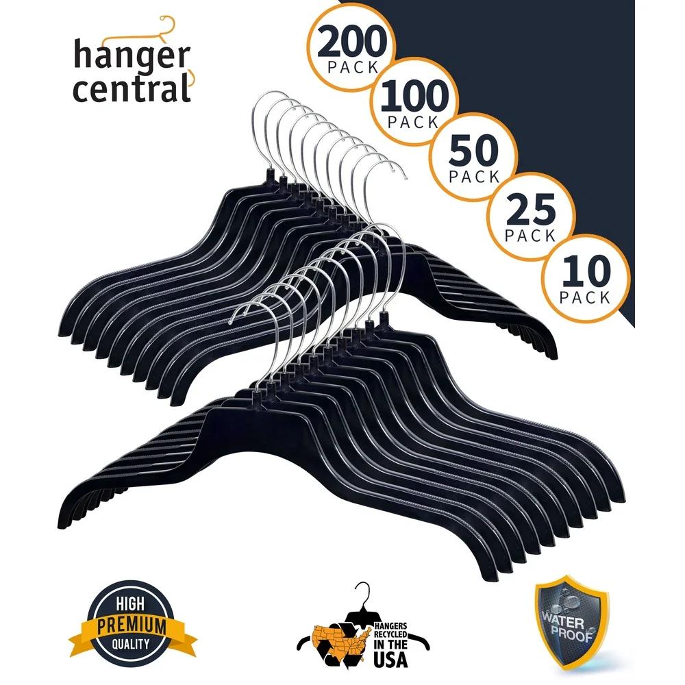 Heavy Duty Recycled Plastic Non Slip Sweater Hangers with Swivel Hooks 19 Inch 10 Pack Break Resistant Clothes Organizer