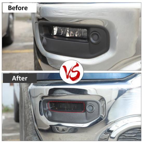 Front Fog Light Cover Trim Fog Lamp Bezels For Dodge RAM 1500 2018+ Smoked Black