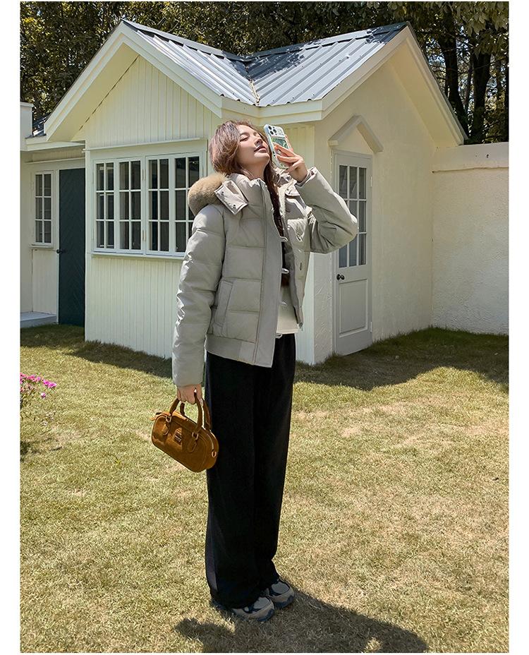 Women’s Short Big Fur Collar Hooded Windproof Thicken Warm Winter Jacket