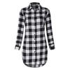Women Blouses Tops Plaid Long Sleeve Collar Neck Casual Button Down Dress