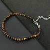 Boho Handgjord Naturstensankelkedja Dam 4 mm Tigeröga Vit Howlitpärlor Fotkedja Sommar Strandsemester Fritidstillbehör