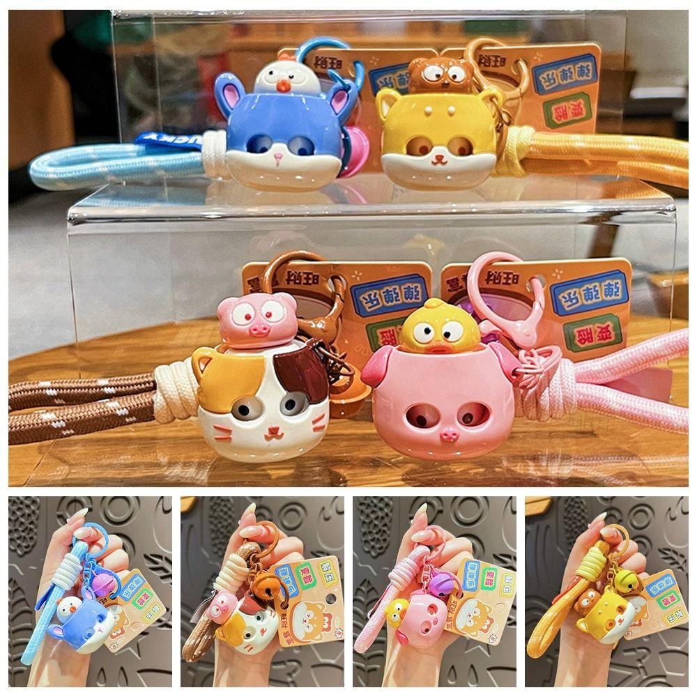 Creative Face Popping Music Keychain Quirky Cute Car Key Ring Fun Doll Bag Pendant  Schoolbags