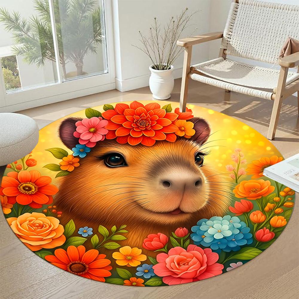 Capybara1 Round Area Rug Design for Kitchen Living Rooms Entryway Decorate room Antislip Round Carpet Office home decor Wedding Party Gift
