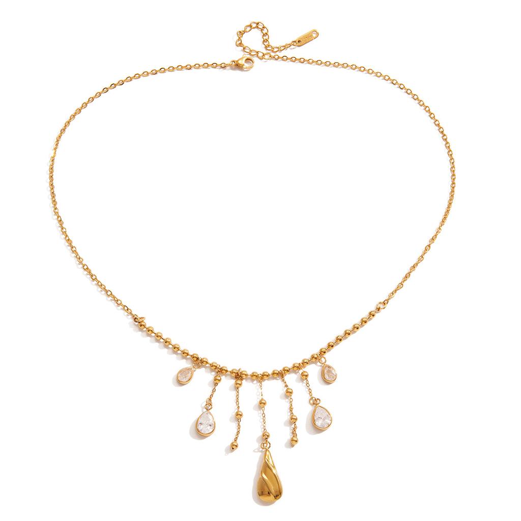 Classic Niche Feng Shui Drop Zircon Fringed Necklace Decorative Jewelry