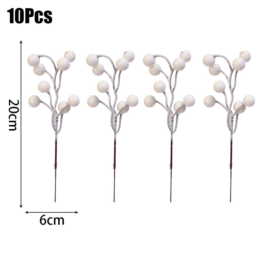 

10Pcs Simulation Christmas Berry Branches Fruit Flowers New Year Decorations Artificial Berries Props Xmas Wreath Dress Up DIY