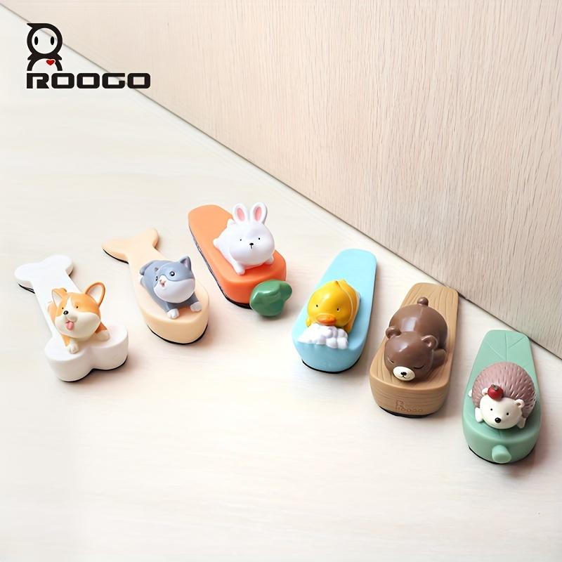 1pc Adorable Cartoon Animal Door Stopper Sturdy Vinyl Construction, Easy Floor Mount,Polished Metal Finish, Playful Door Decor Decorative Door Stopper