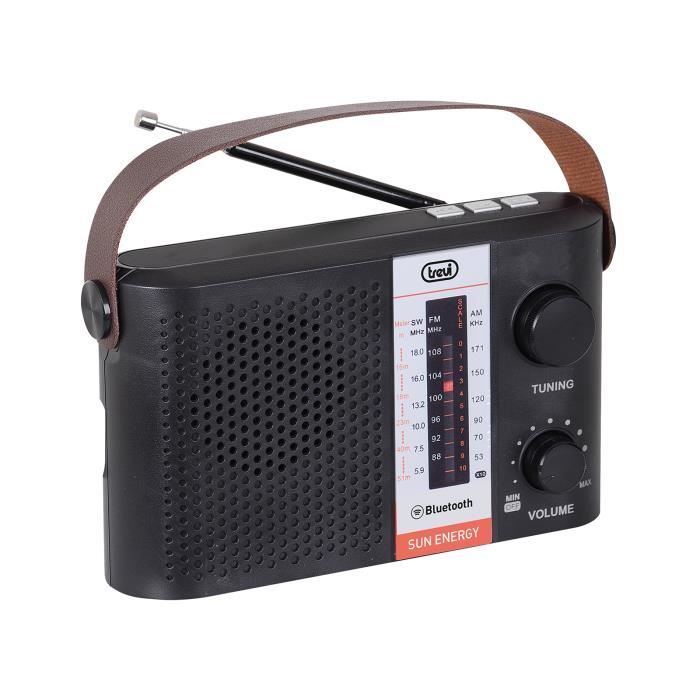 Radio portable solaire multibande RA 7F25 BT noire Trevi - FM/AM/SW, lecteur MP3, Bluetooth