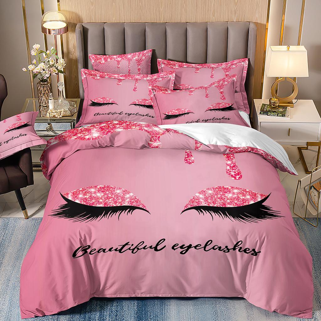 Home Textiles Eyes Eyelashes Mouth 3D Printing Four-Piece Quilt Cover Three-Piece Duvet Cover