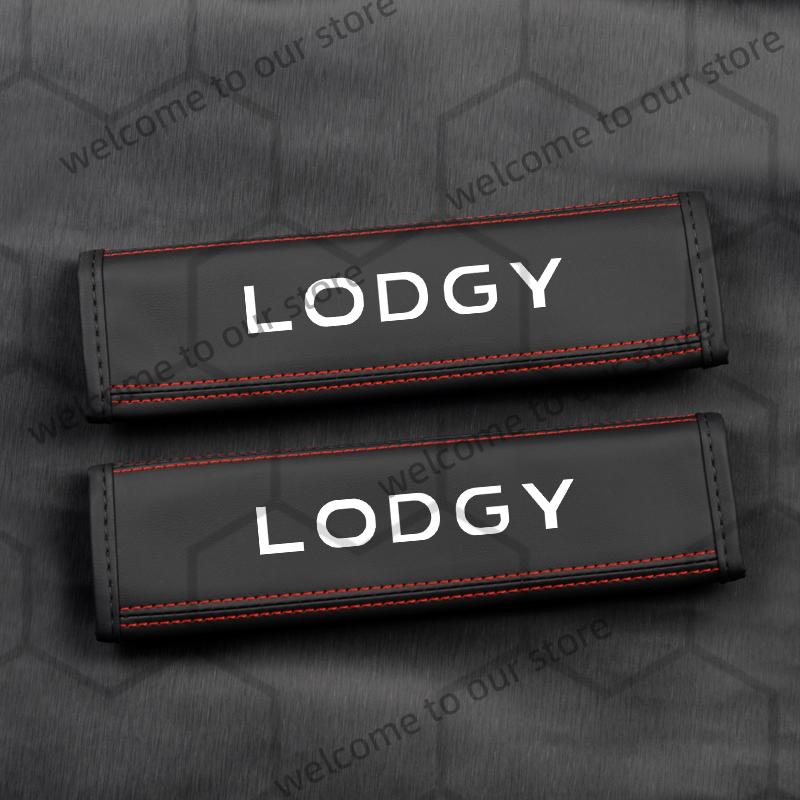 

2Pcs For Sandero Stepway Duster Jogger Spring Logan Lodgy DCI Emblem Logo Leather Car Safety Belt Shoulder Cover Pads Interior