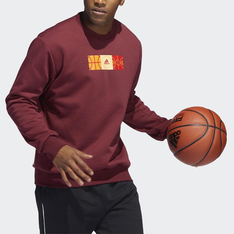 adidas Men's Mic Gfx Crew Basketball Fleece Pullover Red HP1024