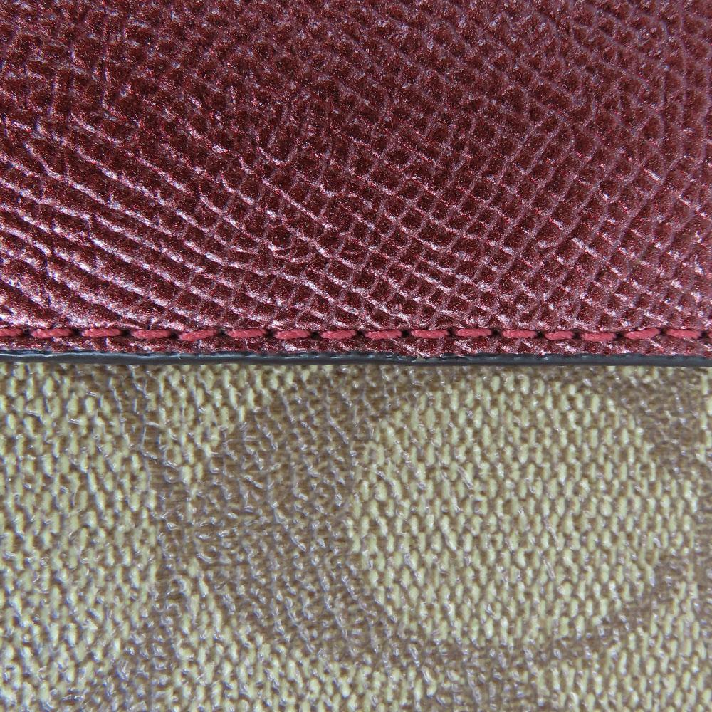 Used COACH Purse F22712 Signature leather Metal red Brown Zip Around